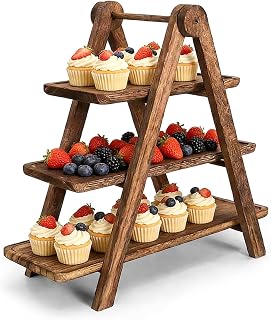 Holz Etagere, 44x35x17cm Rechteckige Etagere aus Holz mit 3 Etagen