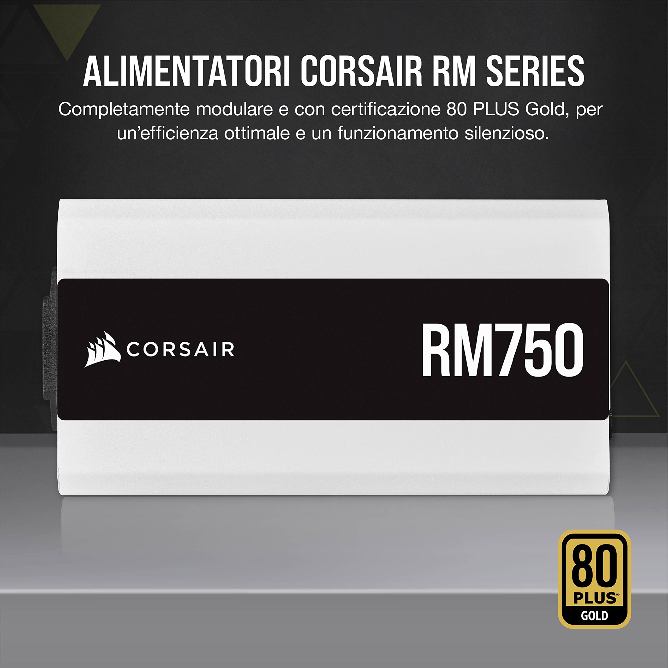 Corsair RM750, RM Serie, 750 Watt 80 Plus Gold Alimentatore ATX Interamente Modulare (Connettori EPS12V Tre, Bassa Rumorosità, Modalità Zero RPM) Bianco