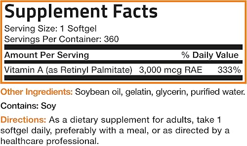 Miniatura 6 de Bronson Fórmula de vitamina A de 10,000 UI de alta calidad sin OMG que apoya la visión saludable y el sistema inmunológico y el crecimiento y