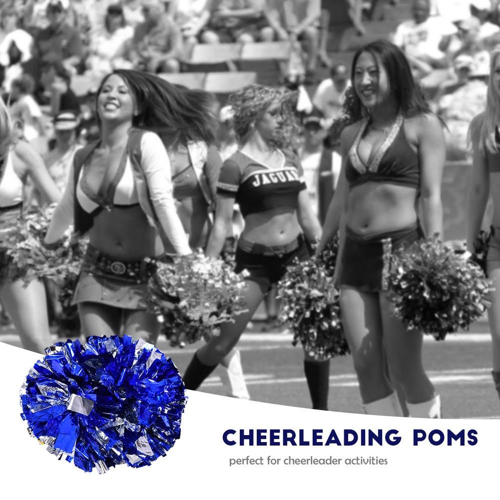 Dilwe Cheerleader Pom Poms 8 Colori Plastica Mano Fiore Palla per Sport Scuola Competizione Argento Blu