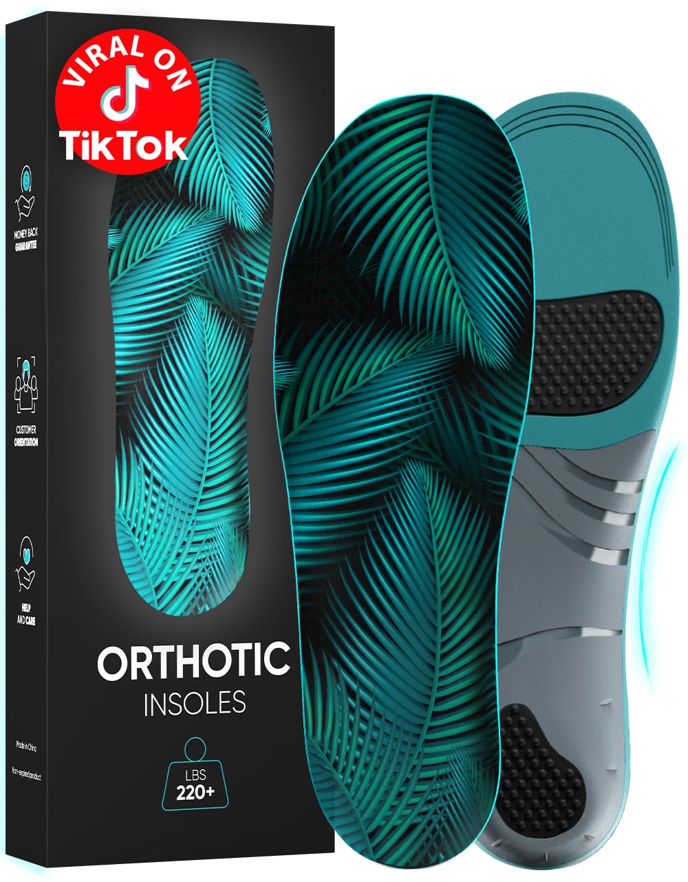 CRUVHEAL 220+ lbs Plantar Fasciitis High Arch Support Insoles Men Women - Orthotic Shoe Inserts - Boot Work Shoe Insole (S, Green)