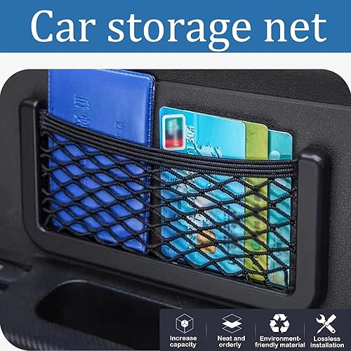 Miniatura 6 de GKmow Paquete de 2 bolsas de red de almacenamiento para automóvil, 7.87 x 3 pulgadas, marco de ABS, organizador de bolsillo, bolsa universal de