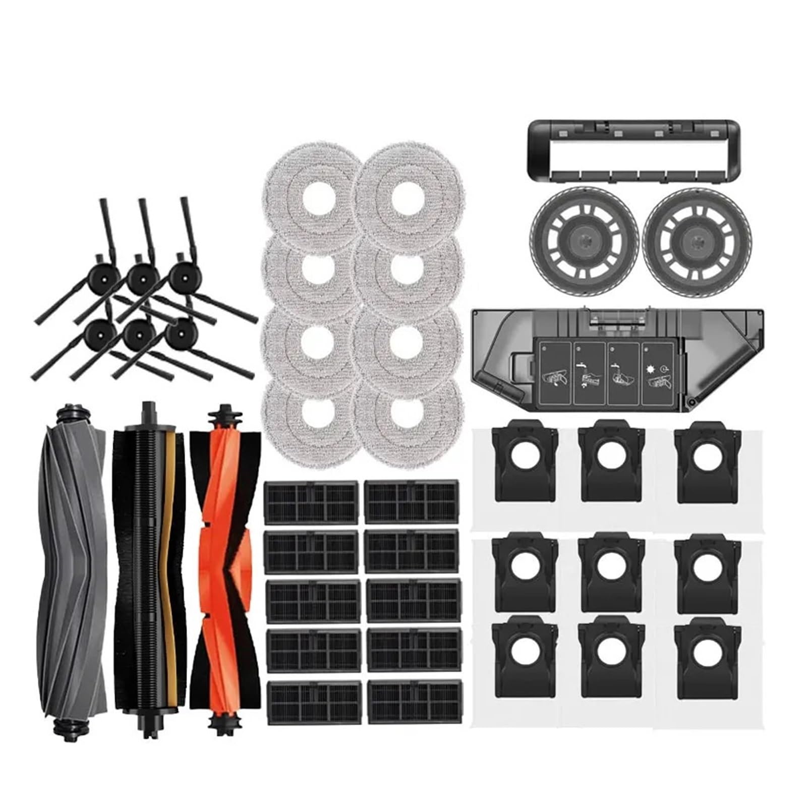 PORRSYDCD Compatible With Dreame X40 Ultra / X40 Pro / L40 Ultra Robot Vacuum Spare Parts Main Side Brushes Mop Cloths HEPA Filters Dust Bags Accessories(40PCS)