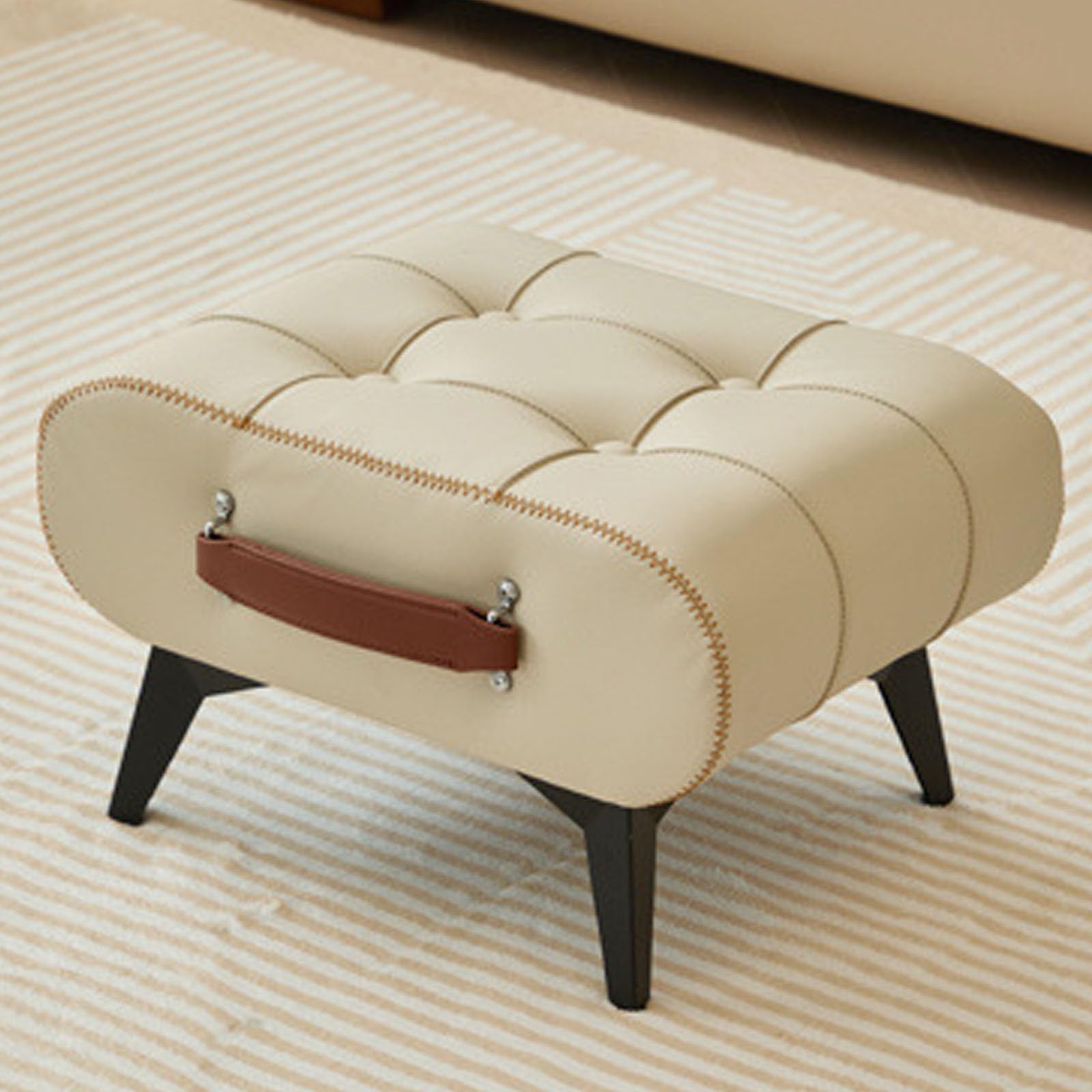 Silla de tocador de cuero elegante para rincon de maquillaje en dormitorio