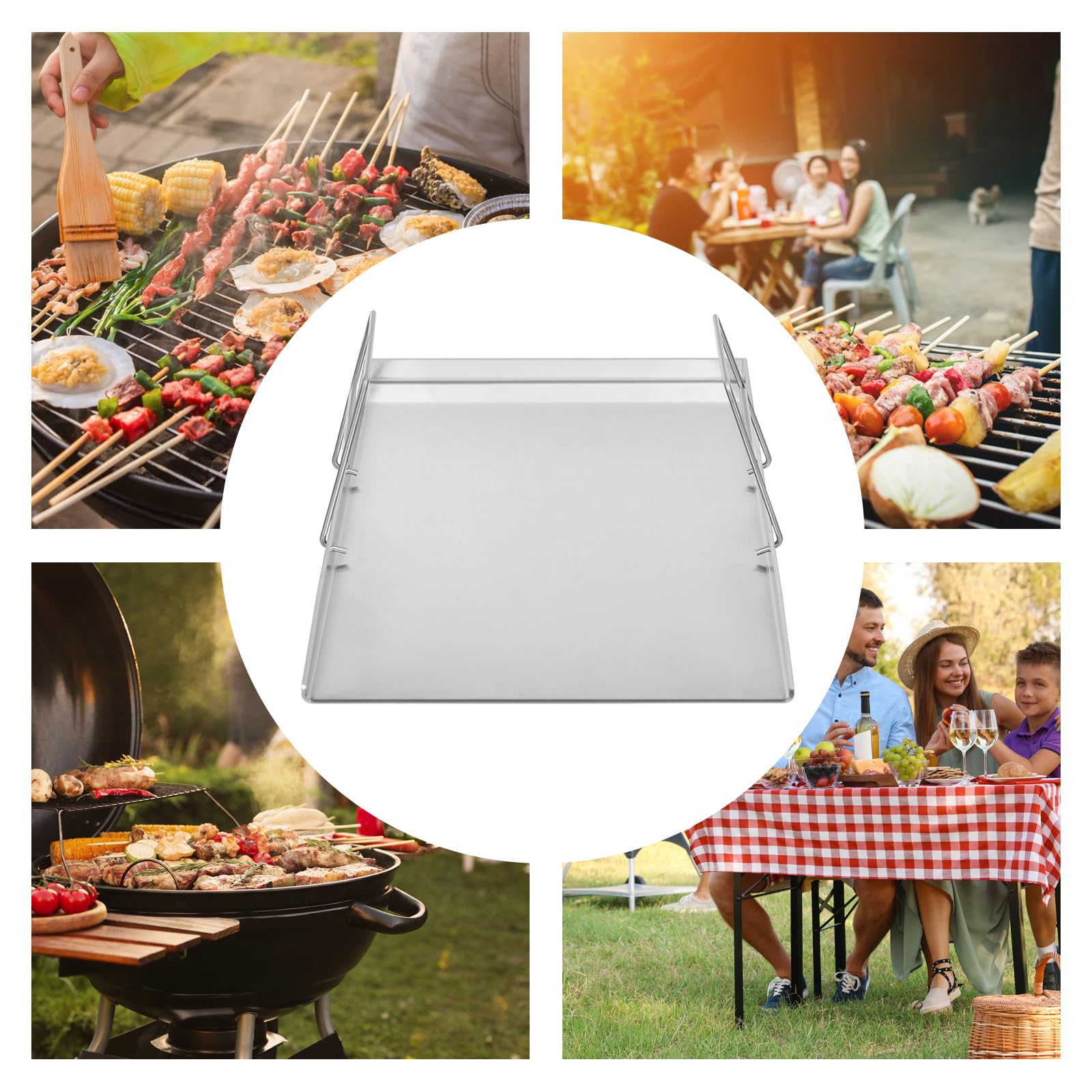 Piastra in acciaio inox, 48 x 34 cm, per forno, barbecue