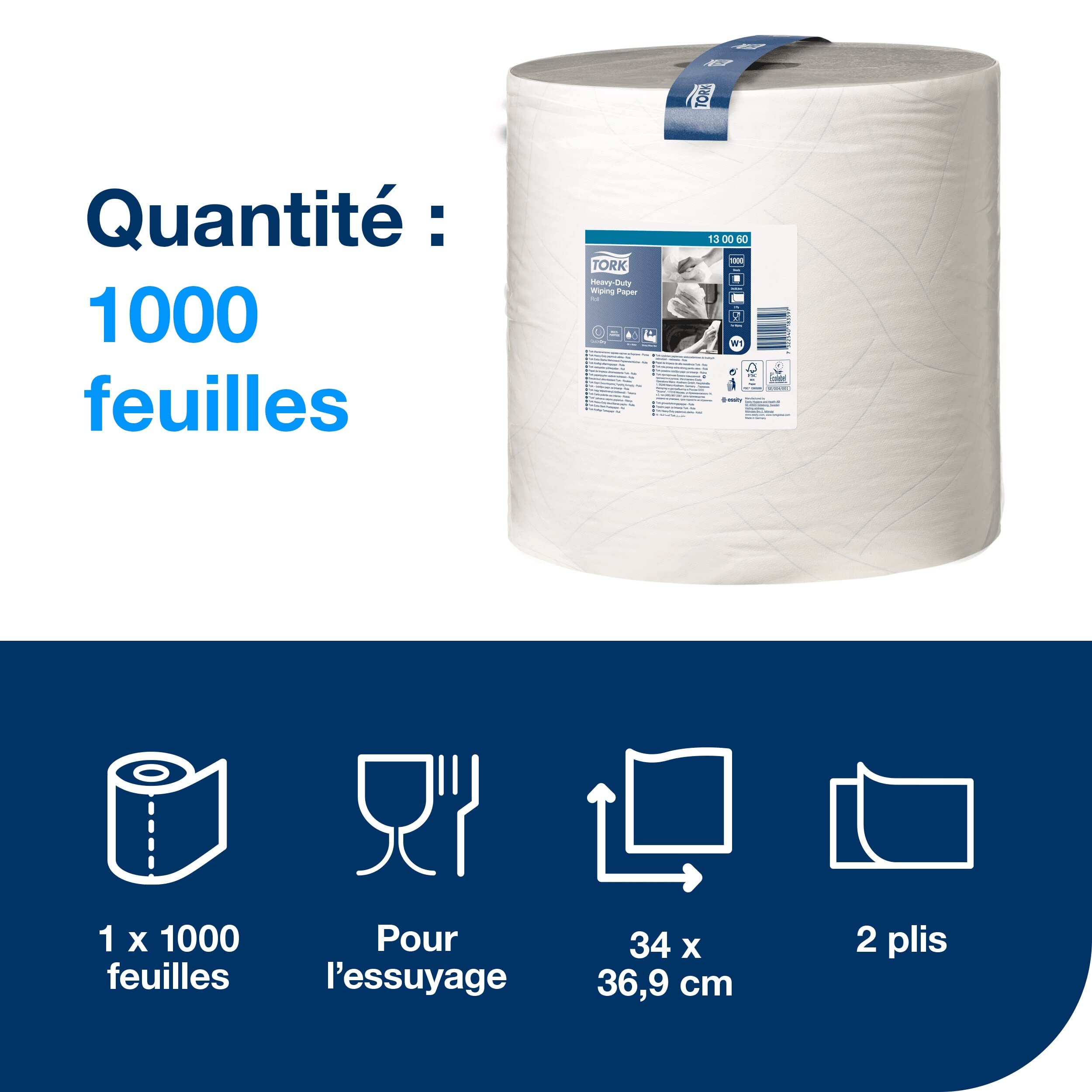Tork 130060 Papier d'essuyage multi-usages Premium