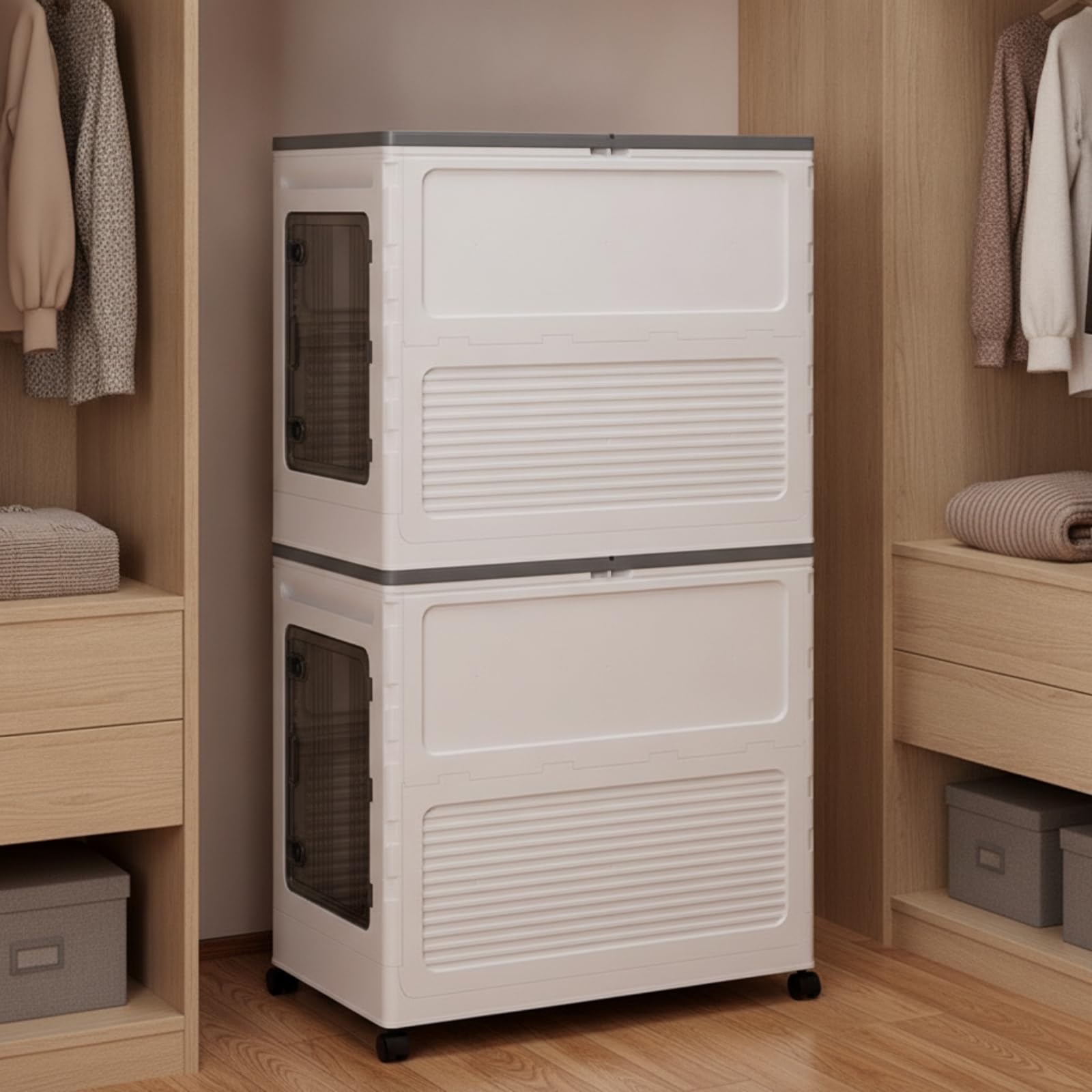 Armoire Rangement pr Vêtemen Gain Place Armoire en Polypropylène Résistant à la Pssière Caisse Pliable en Plastique