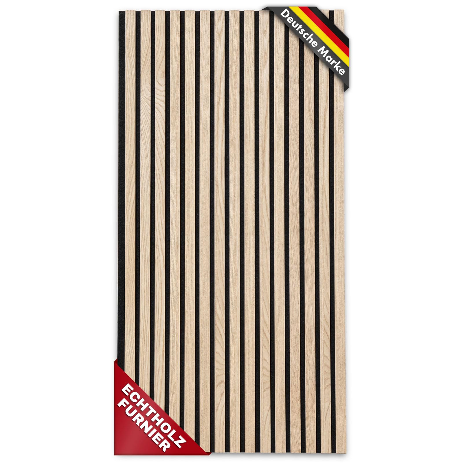 Floordirekt 3D Akustikpaneele 118 x 60 cm, Wandpaneele mit Echtholzfurnier für eine angenehme Raumakustik, Lamellenwand Holz und Filz, Wandverkleidung als Schallschutz, Schalldämmung (White Oak)