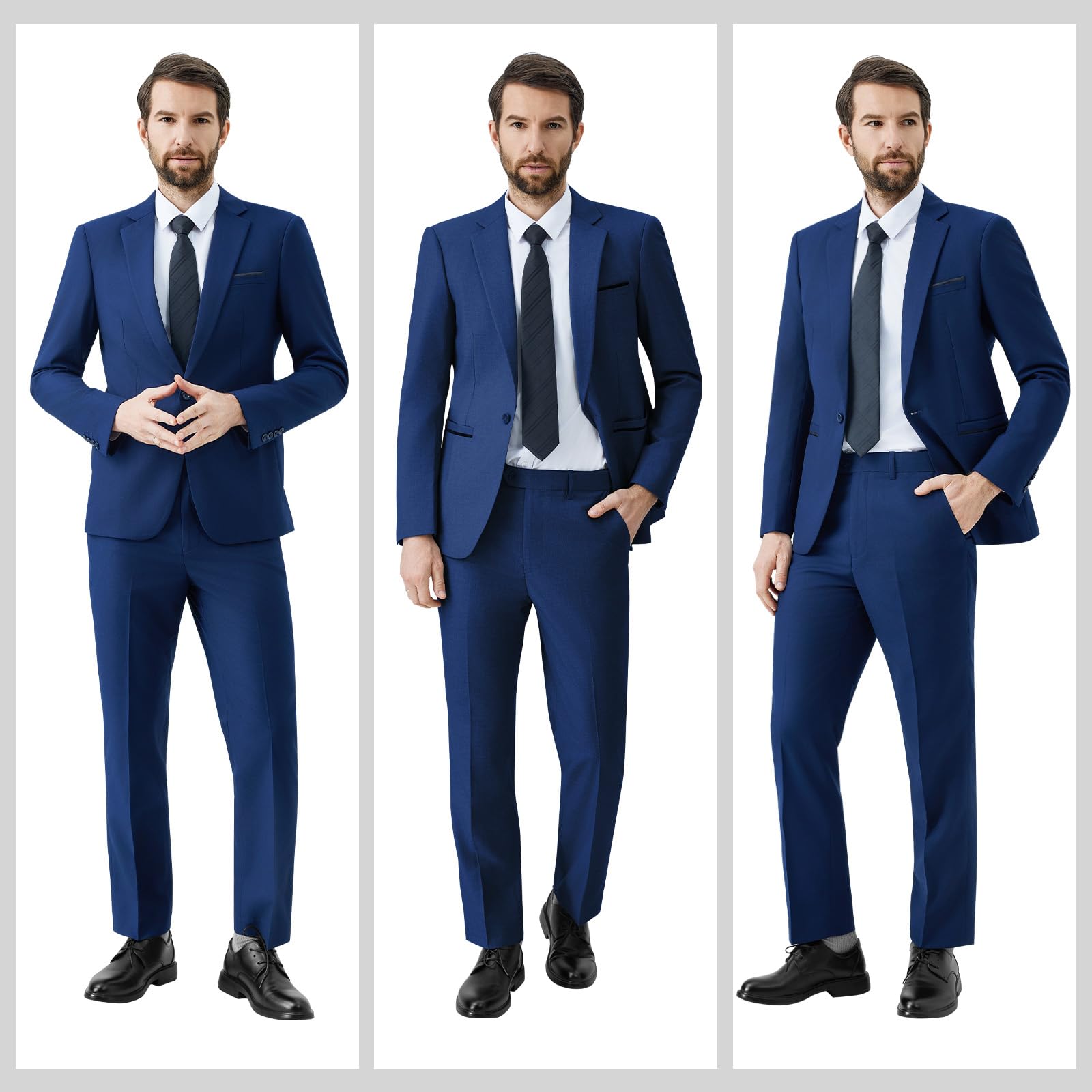 Traje de Hombre de 2 Piezas Slim Fit Traje Ajustado Traje de Boda de Negocios con Un Botón