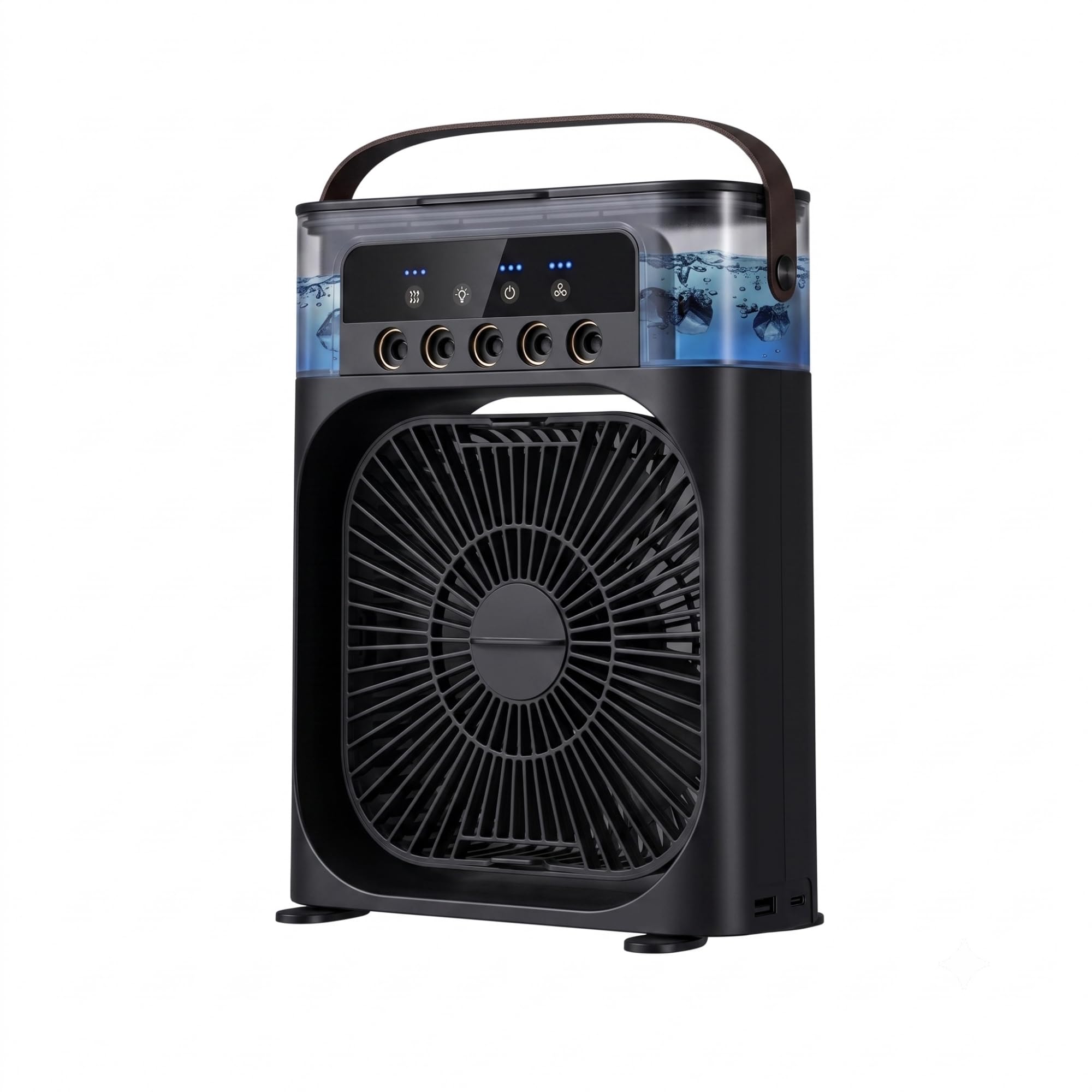 Concord Air Cooler Fan - Sulu Taşınabilir Mini Klima ve Hava Soğutucu, 3 Kademeli Türbin Vantilatör, 7 Renkli LED Işıklı ve Zamanlayıcılı Nemlendirici Masa Fanı (Beyaz)