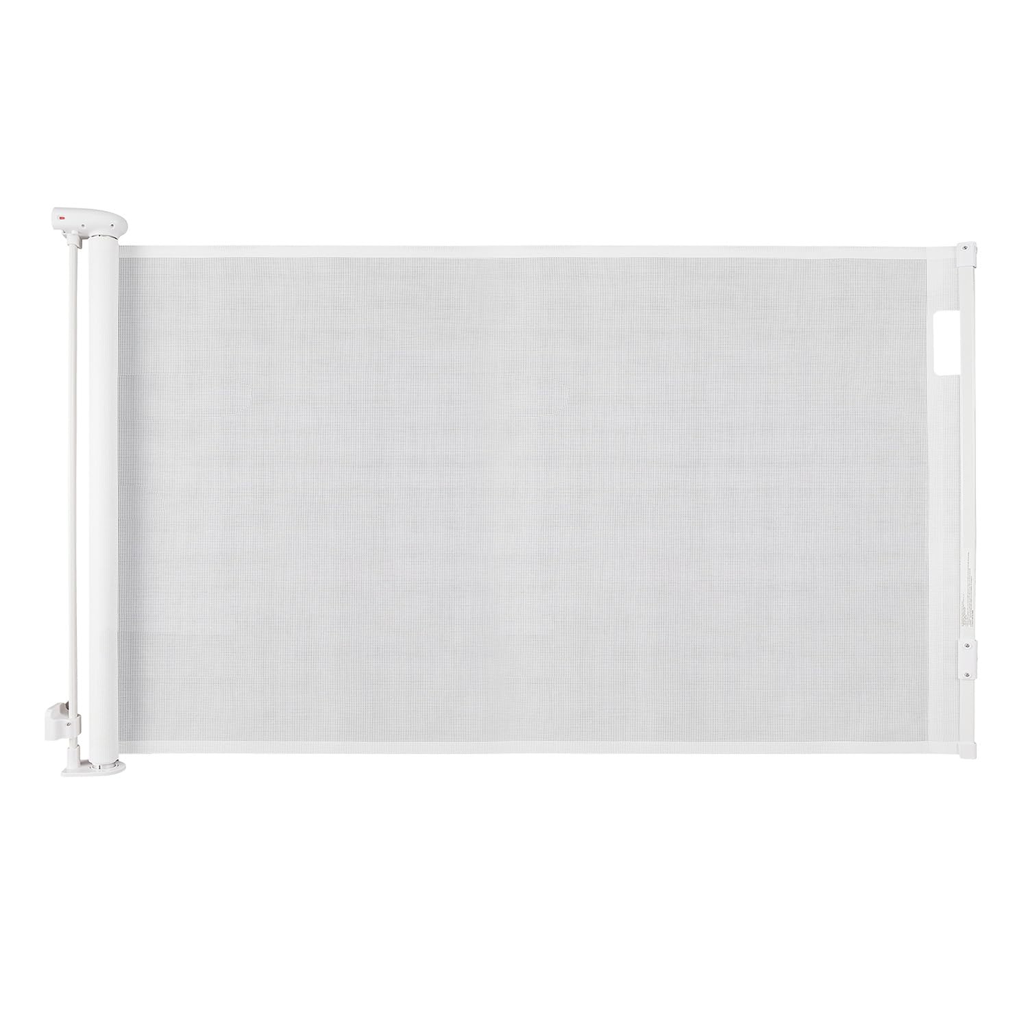 Daniel James Housewares White Retractable Stair Gate - Extra Wide Baby, Child & Pet Safety Gate Easy Operation - Wall Mounted Indoor Outdoor Mesh Barrier For Doors, Hallway & Stairs - 140Cm Wide X 86Cm Tall (, 86Cm X 140Cm)