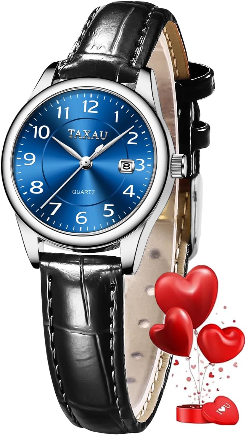 Womens Leather Watch Casual Classic Dainty Women's Dress Watch Business Fashion Waterproof Wrist Watches for Women Analog Quartz Easy Read Ladies Watches with Date