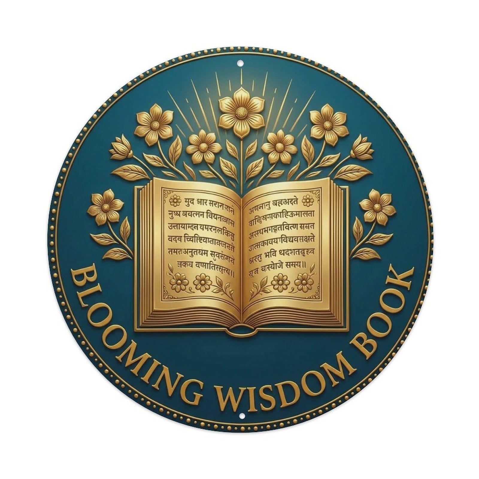 Vintage Blooming Wisdom Book Flower Zen Yoga Metal Tin Sign