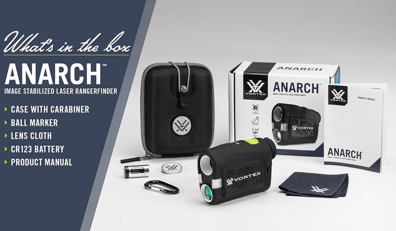 Vortex Optics Anarch Image Stabilized Golf Laser Rangefinder - Tournament Legal, PinSpotter Mode, Slope Mode, Cart Magnet, Waterproof, Shockproof - Unlimited, Unconditional Warranty