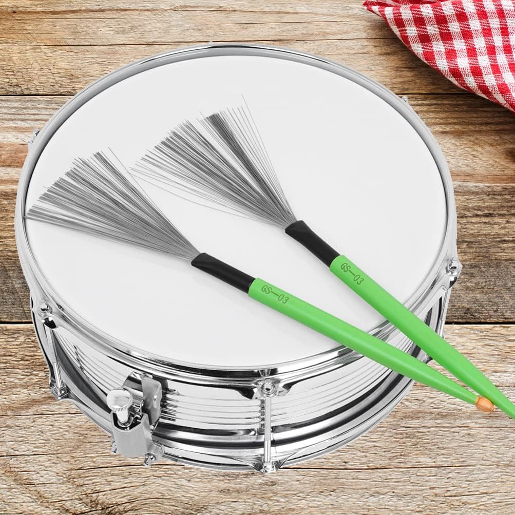 Vaguelly 1pair Carbon Steel Drum Brushes Handle for Jazz Drums Retractable Wire Sticks for Enhanced Volume and Articulation Compact Design for Easy Storage