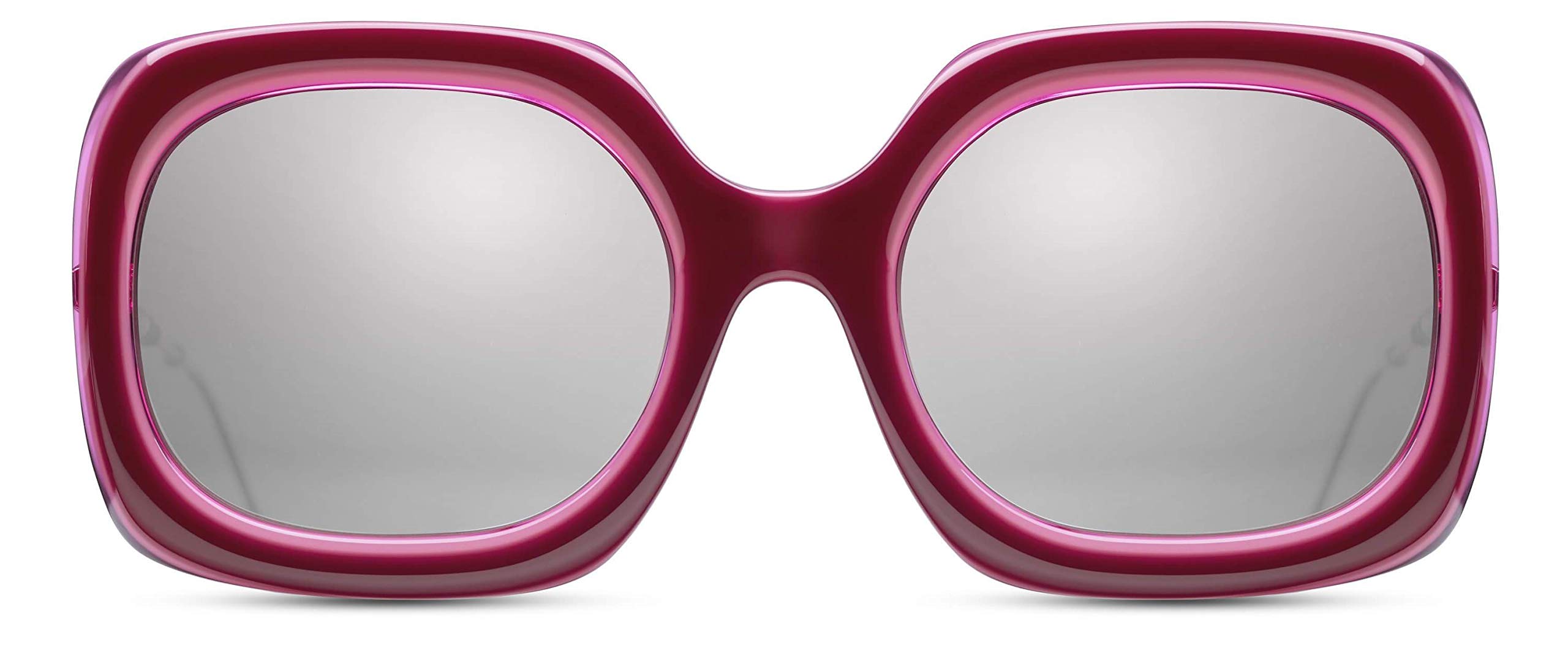 Matsuda M2035 Oversized Square Sunglasses in DB-PC Deep Burgundy and Pink Crystal with Brown Gradient Silver Flash Mirror