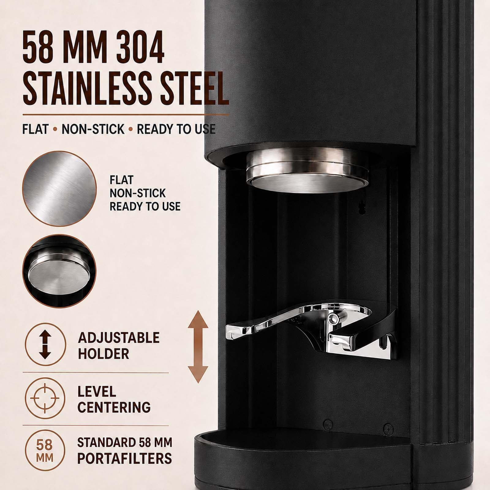 Pressino Elettrico per Espresso con Pressione Regolabile da 5 a 30 kg 58 Mm White