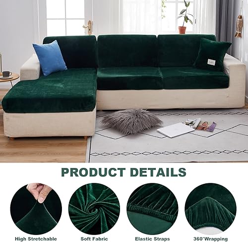 Miniatura 4 de MIFXIN Funda elástica de terciopelo para sofá, funda protectora de cojín de sofá, 1 pieza, funda elástica universal para asiento de sofá, resistente