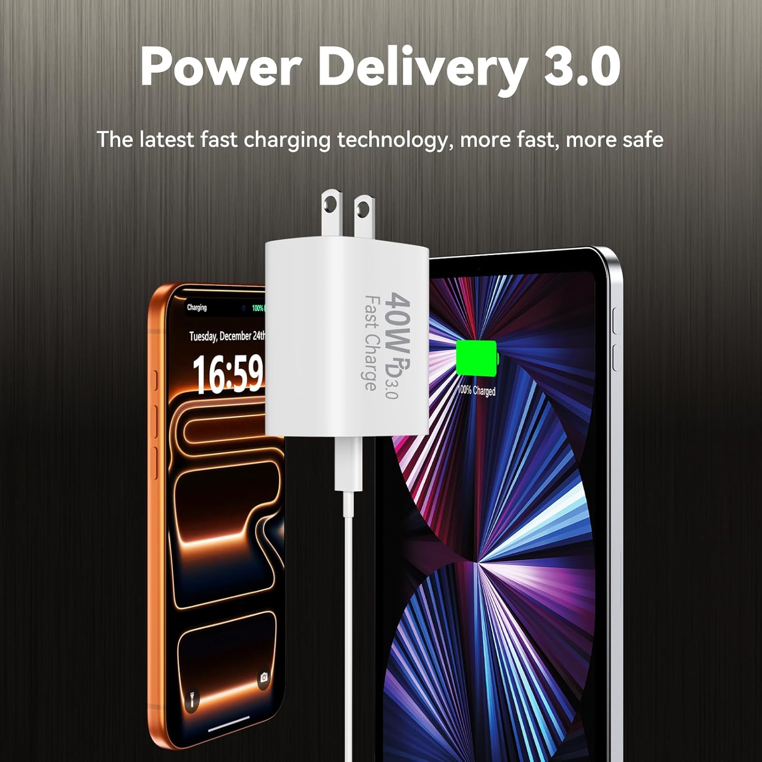 Phone 17 16 15 Pro Max Charger Fast Charging, 10 FT Long USB C Cable Cord with 40W Type C Fast Phone Charging Block for Phone 17/17 Pro/17 Pro max/Air, Phone 16 15 Pro Max Plus, iPad,White