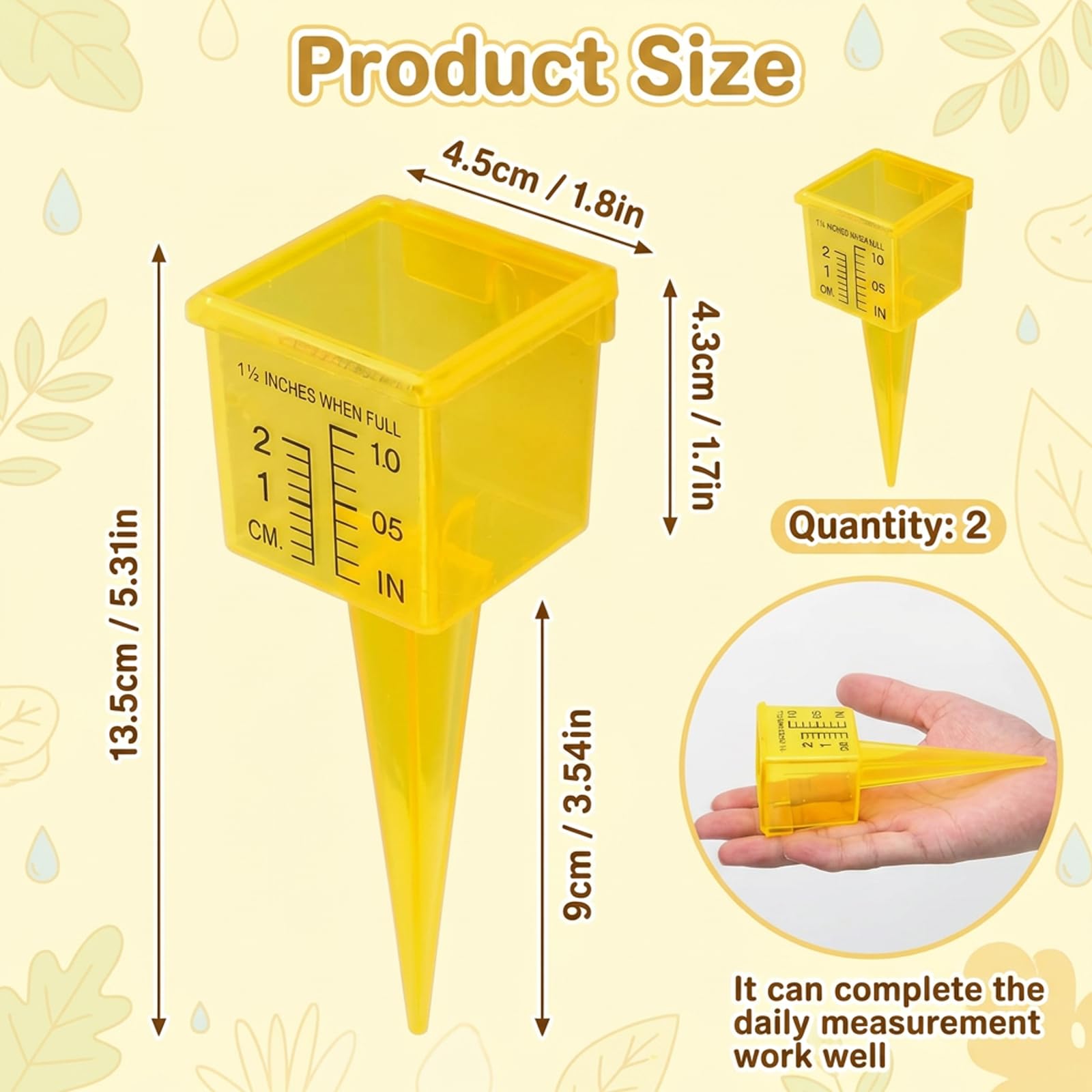 2 Piece Rain Gauge for The Garden Rainfall Measurement Tool, Outdoor Rain Catcher With Clear Scale - Image 2