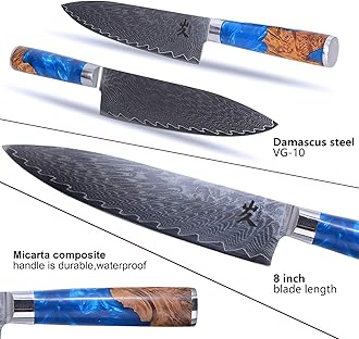 SAMCOOK Chef's Knife, 8 Inch Damascus Profession 67-Layer VG10 High Carbon Stainless Steel Kitchen Knife, with Ergonomic Non-slip Wood Grain Handle and Luxury Gift Box