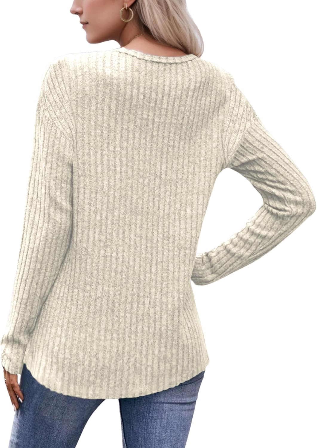 Buauty Womens Long Sleeve Sweaters Henley Shirts V Neck Tunic Tops for Womens Fall Fashion Sweaters Trendy 2026 - Image 5