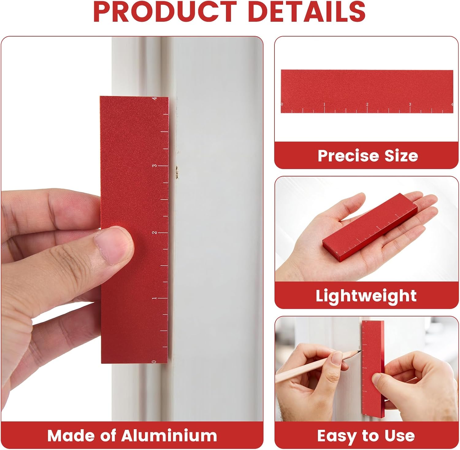 2 Pack 1/4" Trim Molding Spacer Reveal Tool for Measuring Doors Windows | Trim Molding Spacer Blocks for DIY Projects, CNC Machined Billet Aluminum Installation Precision Tool