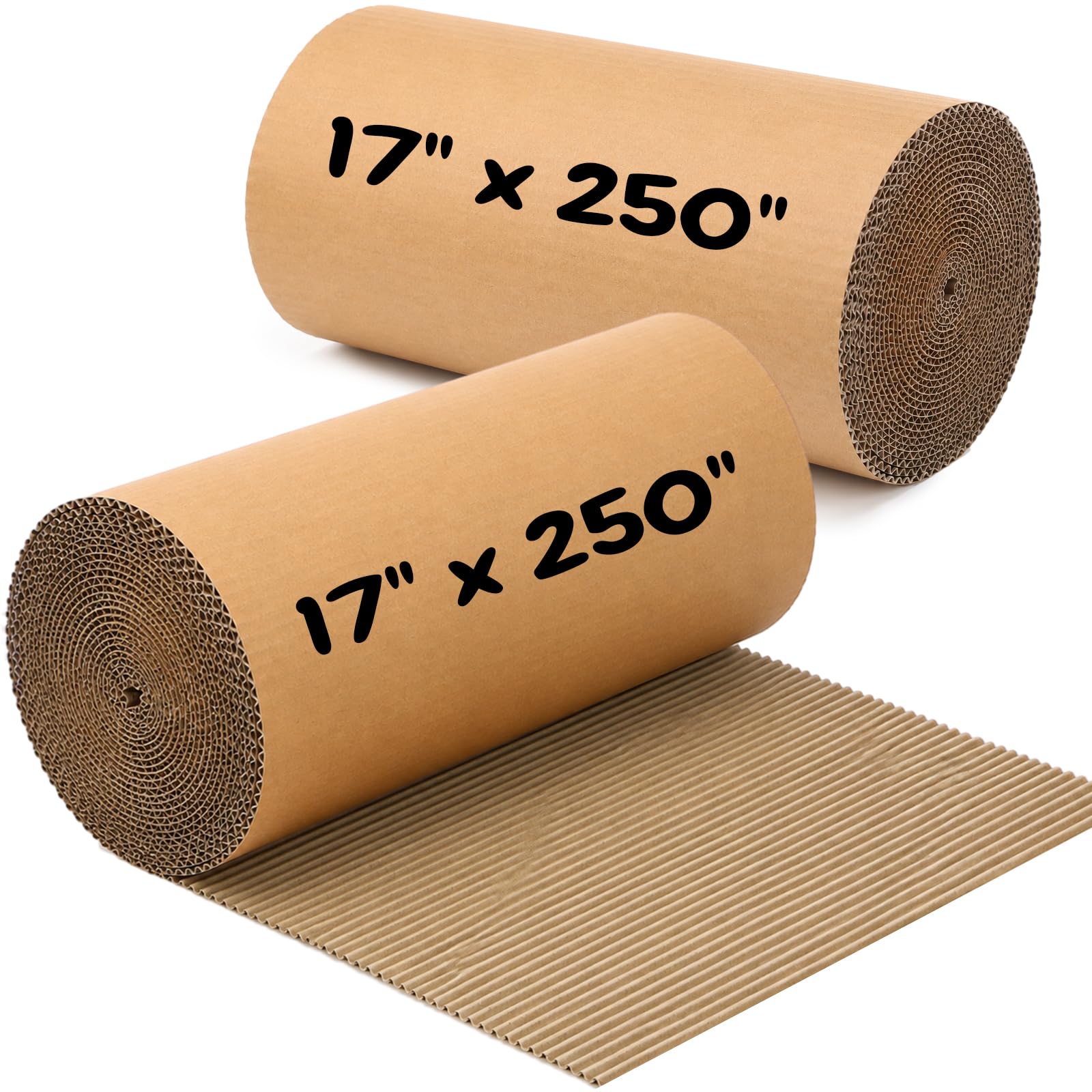 Maitys Lot de 2 rouleaux de carton ondulé Marron 43,2 x 637,2 cm