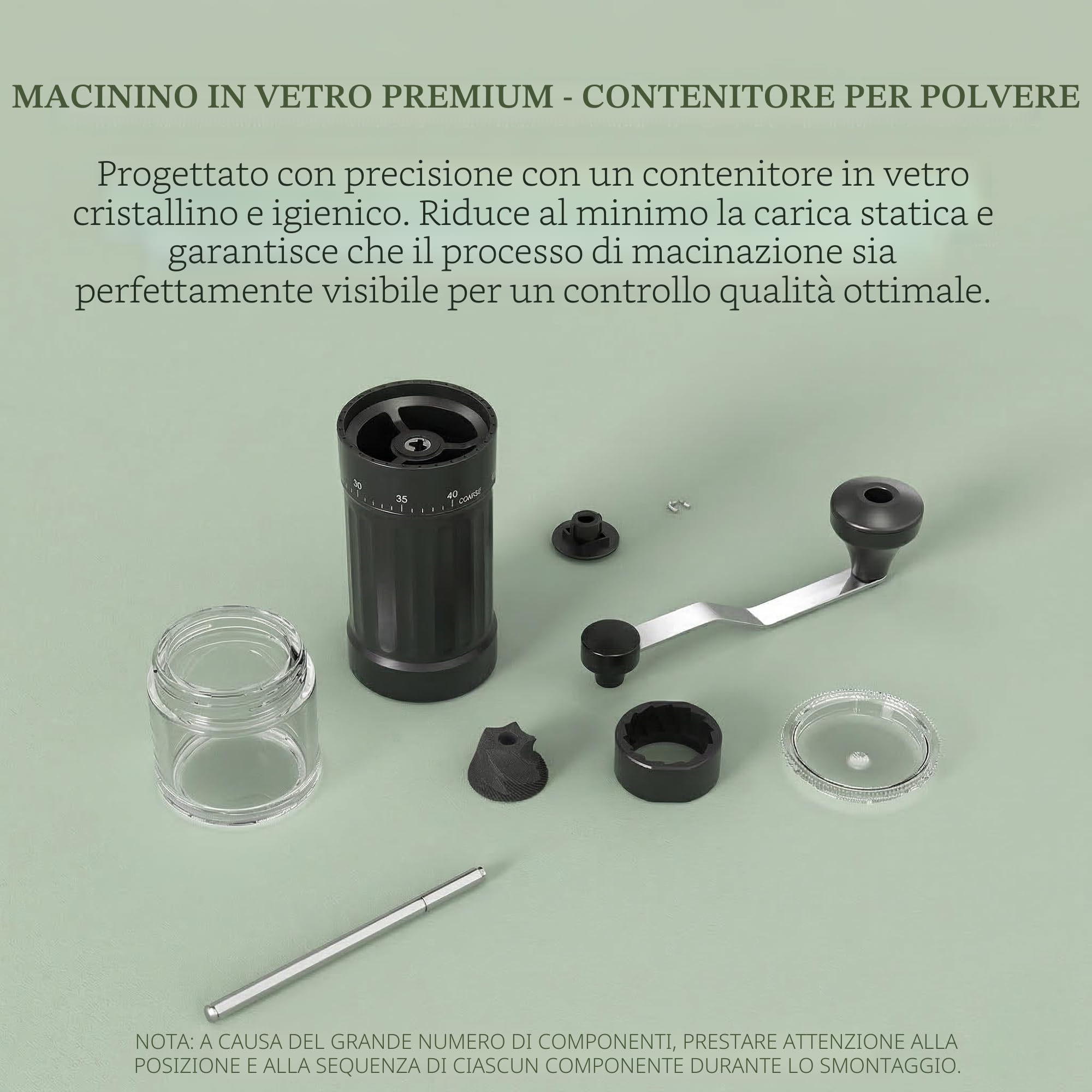 OrkeyDolk Macinacaffè manuale esterno regolabile con meccanismo conico di alta precisione in ceramica — immagine 7 di 16