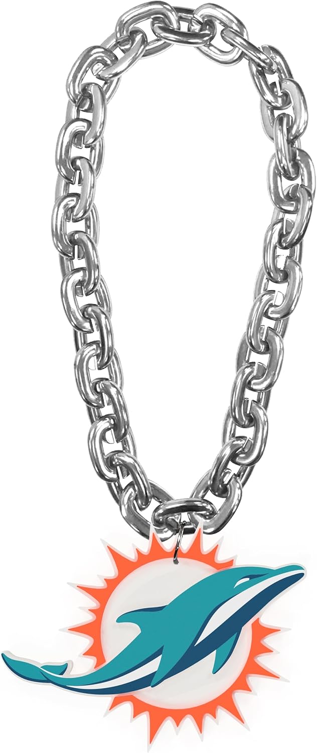 Aminco NFL Miami Dolphins Team Fan Chain, Silver