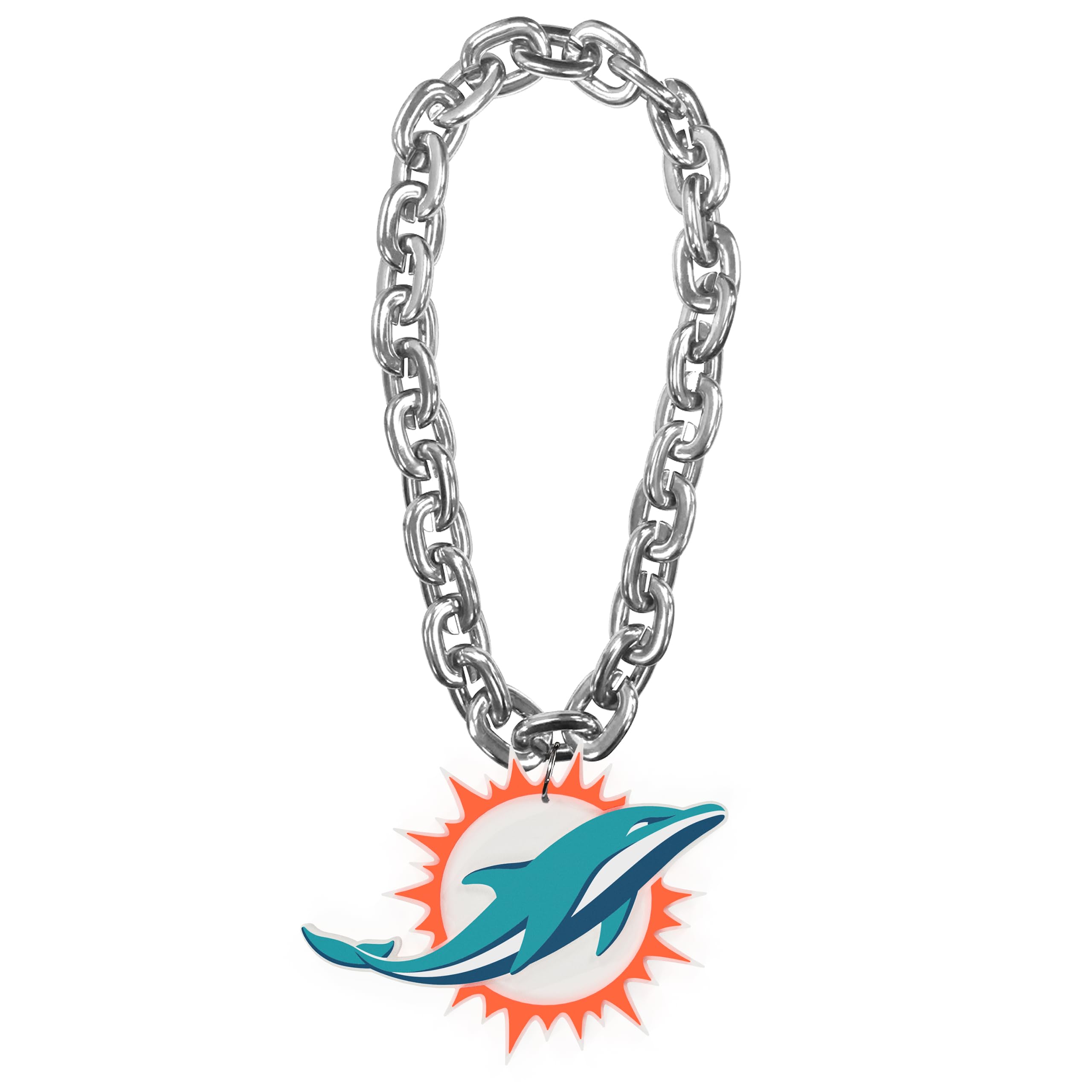 Aminco NFL Miami Dolphins Team Fan Chain, Silver