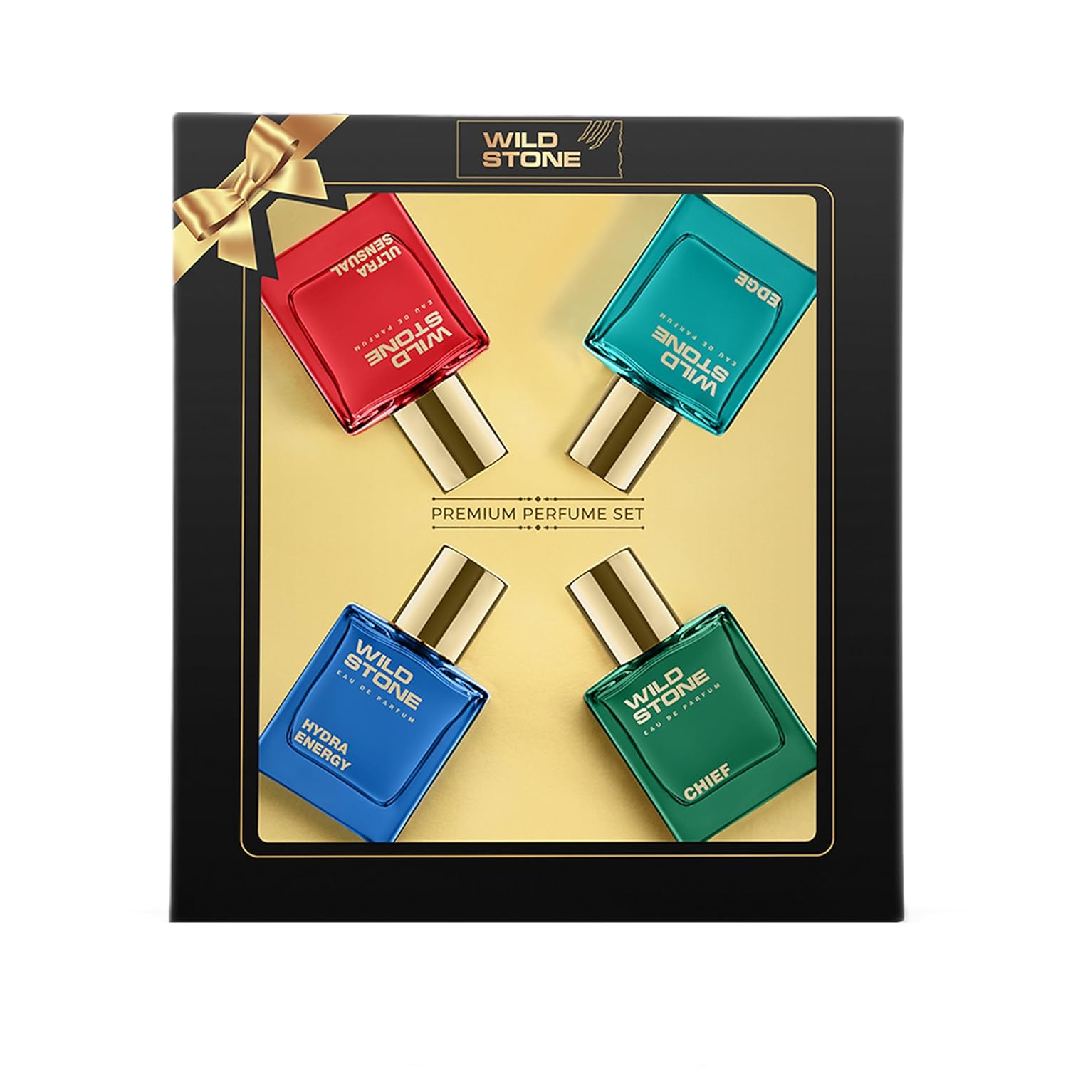 Wild Stone Luxury Eau De Parfum Gift Set |3.38oz,30 ml (Pack of 4) | Woody & Warm Spicey Notes | Best Perfume for Gifting| EDP Perfume for Men | Ultra Sensual, Chief, Hydra & Edge Everyday Perfumes