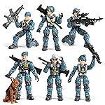 HAPTIME Army Men Action Figures with Weapons, Toy Soldiers for Boys, Plastic Army Toys for Boys 6-8, Birthday Gift for Military Collectors (6Pcs Blue)