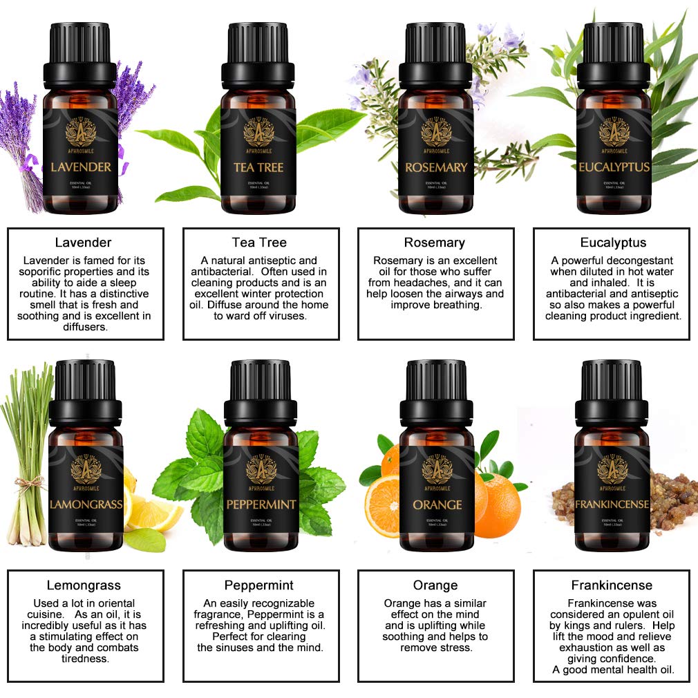 Aromatherapie Weihrauch ätherisches Öl Set, 100% reines Lavendel ätherisches Öl Kit für Seifenherstellung, 8x10ml Eukalyptus ätherische Öle Set -Rosmarin,Teebaum Öle...für Massage