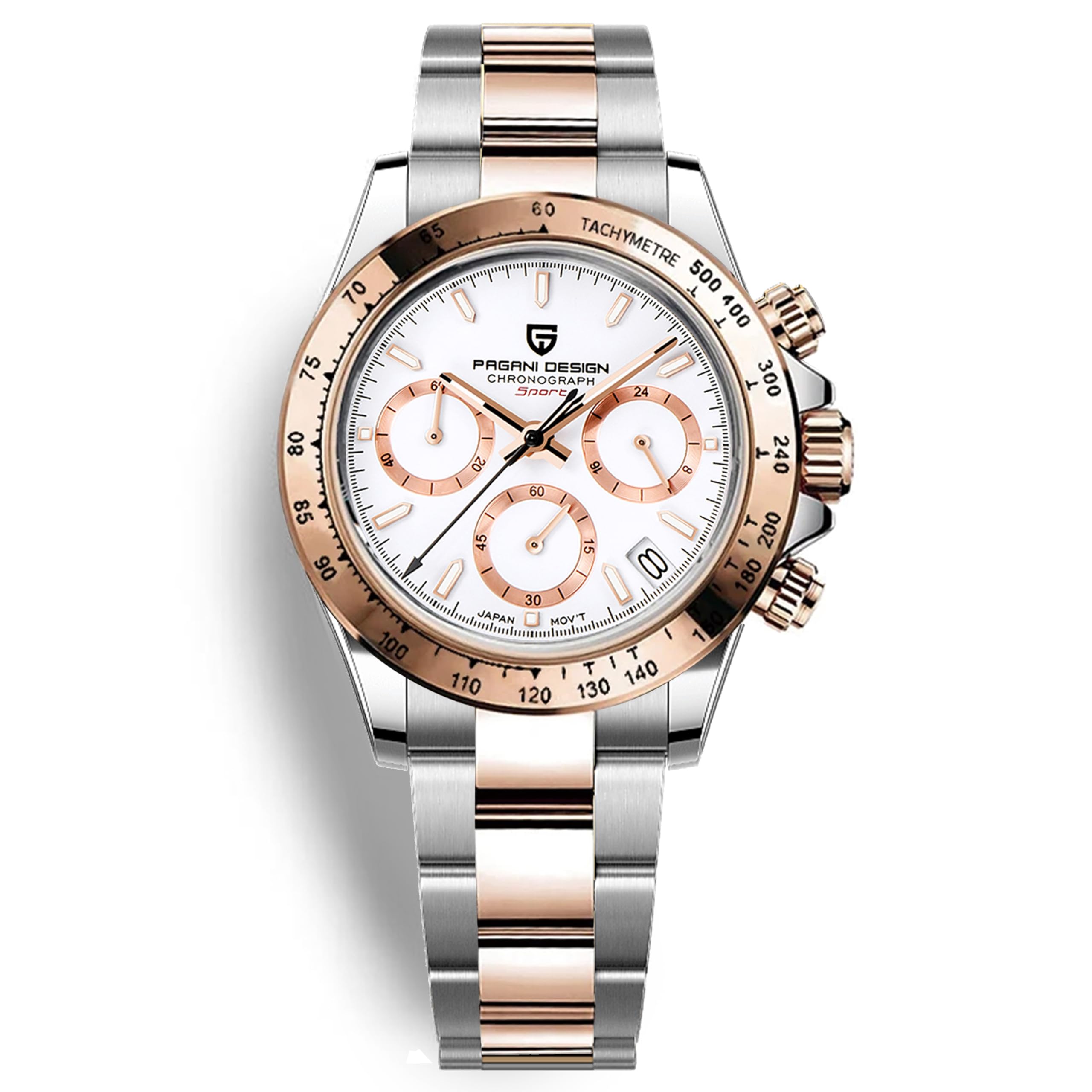 RollsTimi Orologio al Quarzo, Cronografo Classico Multifunzione da Uomo, Movimento in Acciaio Inossidabile VK63, Sportivo Resistente All'acqua 100M