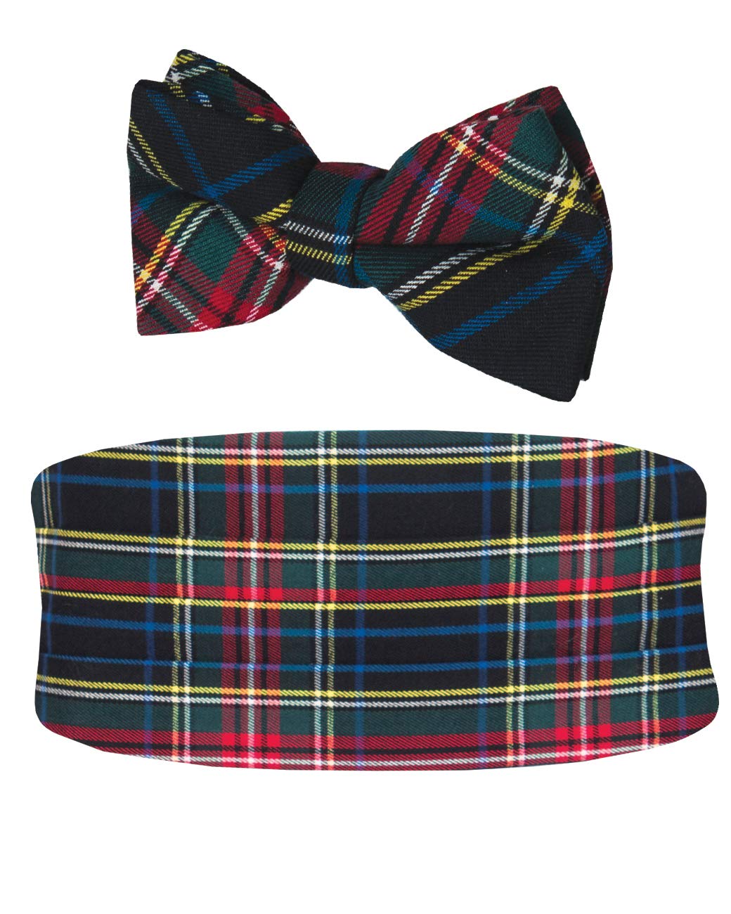 Dobell Mens Green Tartan Cummerbund & Bow Tie Set Pre-Tied Tuxedo Evening Wear Accessories