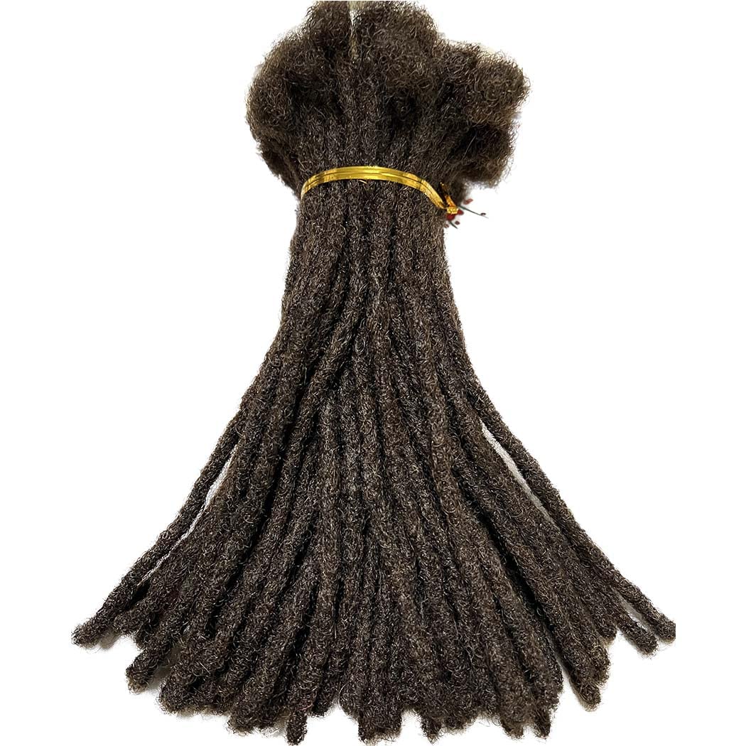 Human Hair Permanent Dreadlocks Extension Handmade Locs Small Size(diameter 0.4cm) 20 Strands/pack 12inch Dark Brown #2