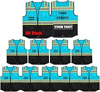 Vista 34 de Chaleco de seguridad reflectante de malla con logotipo personalizado con cremallera Chaleco de alta visibilidad para construcción al aire libre Ropa