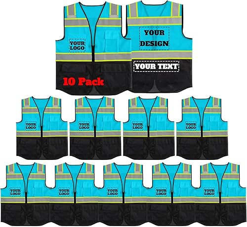 Miniatura 34 de Chaleco de seguridad reflectante de malla con logotipo personalizado con cremallera Chaleco de alta visibilidad para construcción al aire libre Ropa