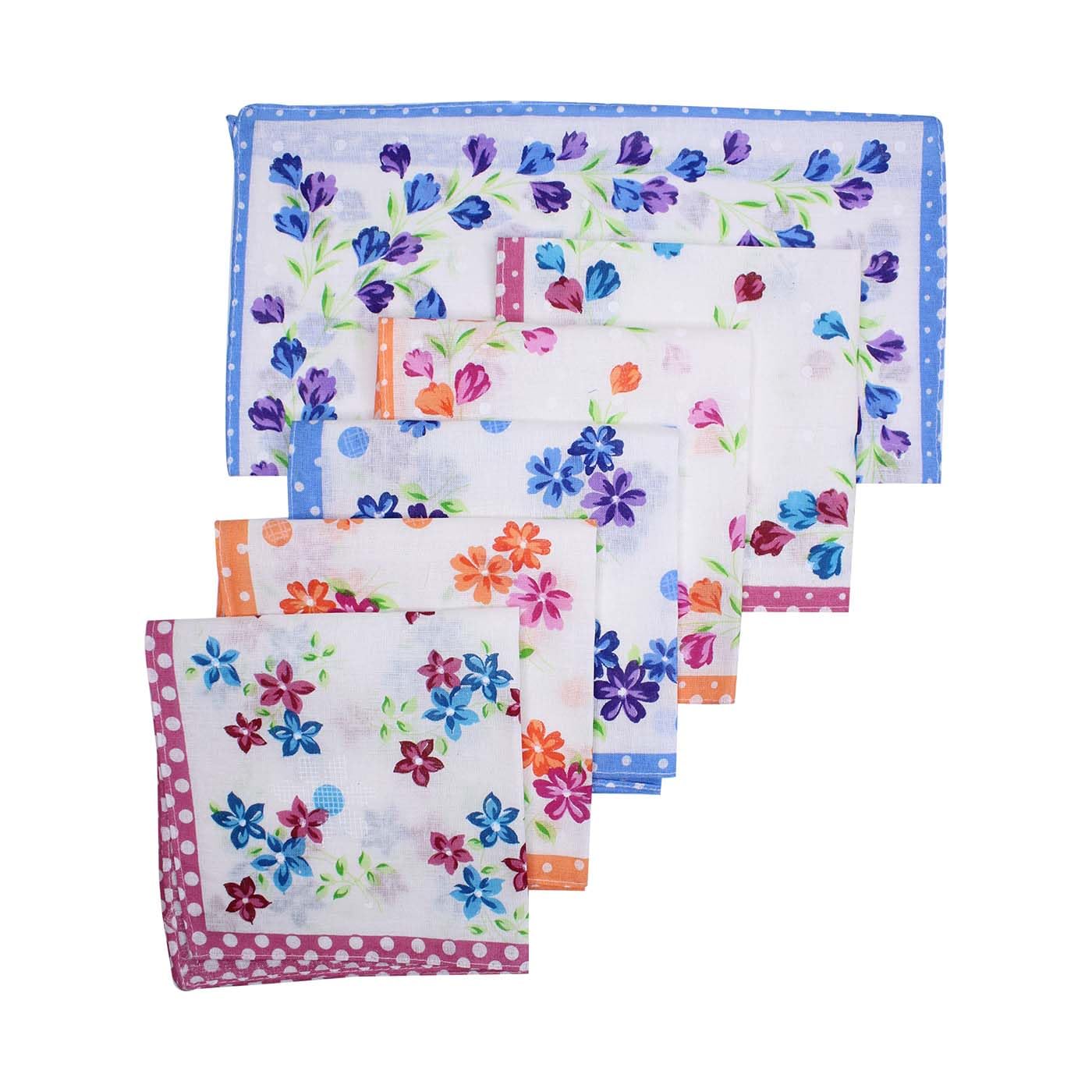 Flower Printed Handkerchief for Women | Soft and Absorbent| Pure Cotton Hanky for Girls and Women-Ideal for Everyday Use Set of 6 Pcs-image-7