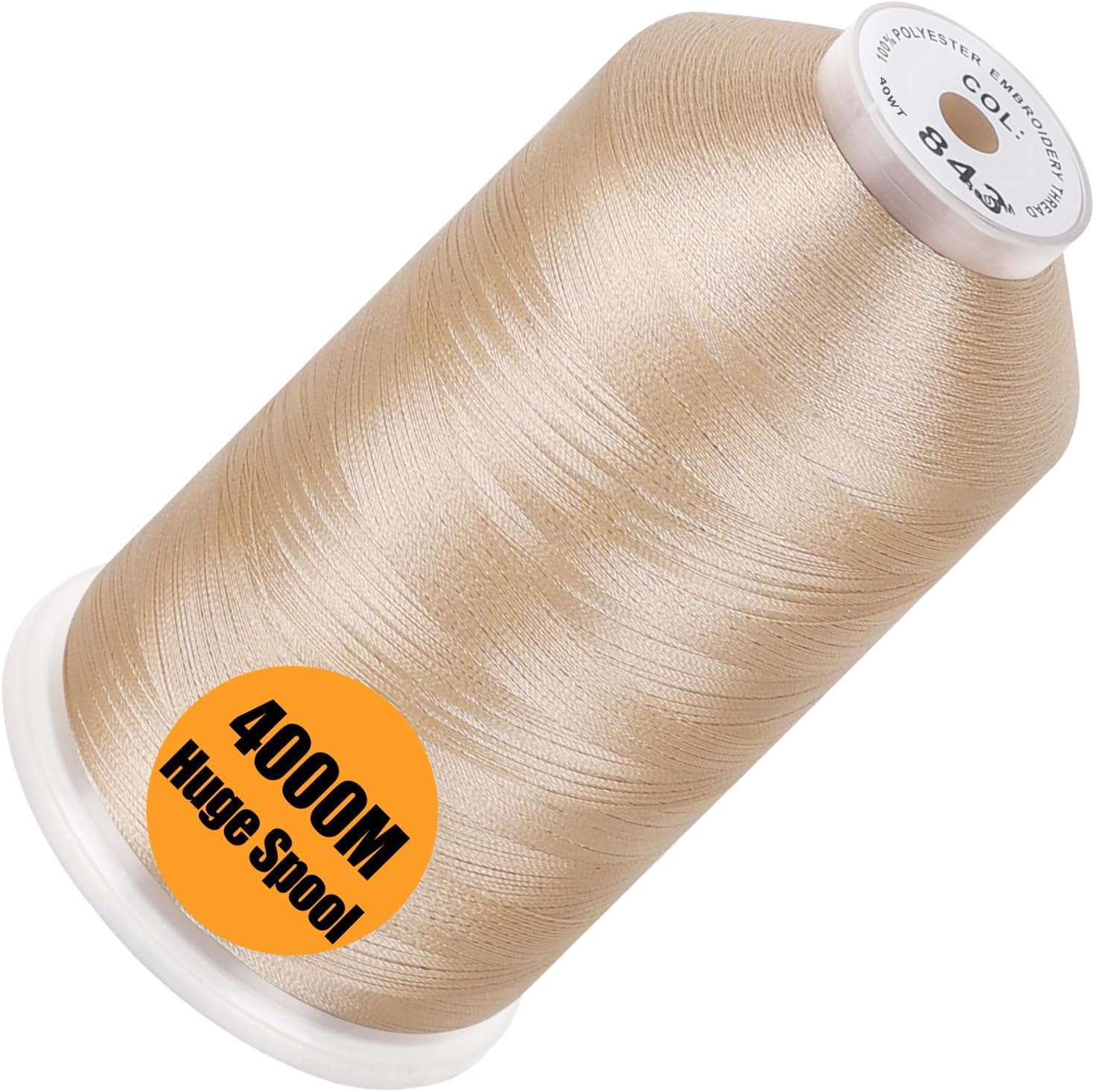 New brothread - Single Huge Spool 4000M/Each Polyester Machine Embroidery Thread 40WT for Commercial and Domestic Machines - Beige