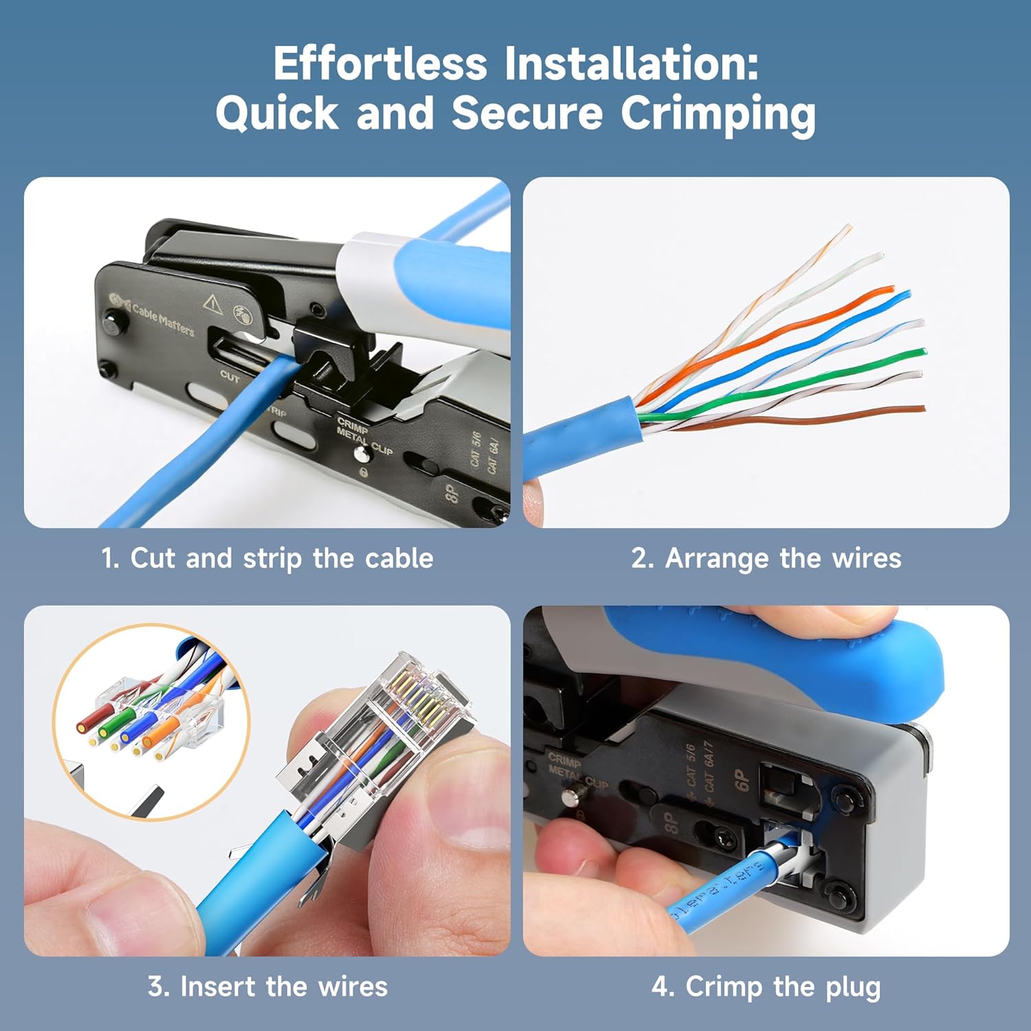 Cable Matters 50-Pack Cat6A RJ45 Shielded Modular Plugs with Strain Relief Boots, 50µ Gold Plated, Cat 6A Shielded RJ45 Connectors, Cat6a Connector