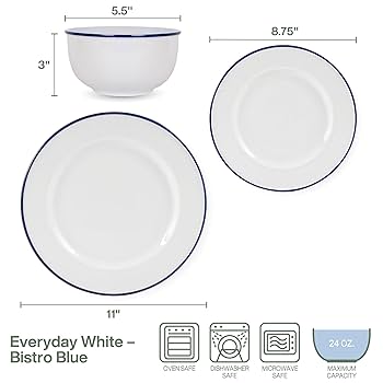 Amazon.com | Everyday White by Fitz and Floyd Bistro Blue