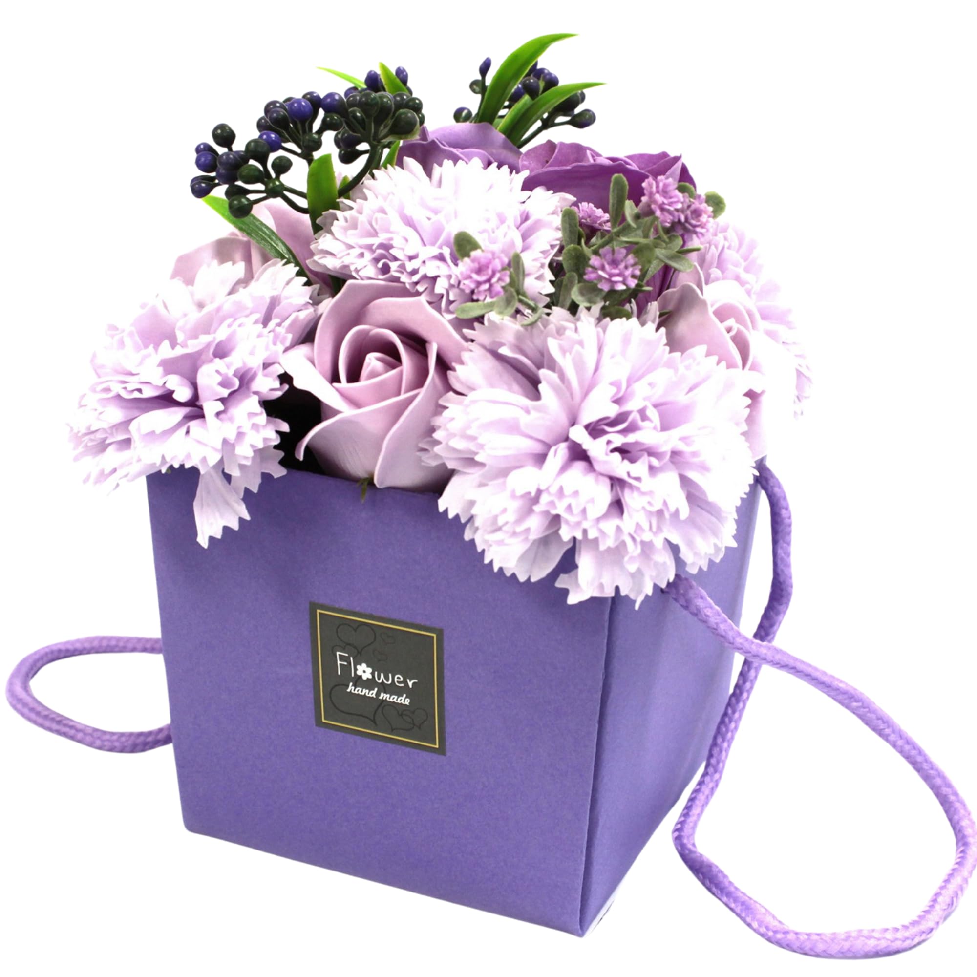 Soap Flower Bouquet Lavender Rose and Carnation Mothers Day Flowers Valentine Flowers For Her and Flower Bouquet For Your Loved Ones