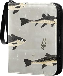 baseball card album card holder with double sided removable sleeves for game, baseball cards collection Beauty Snapper Fishes Grey