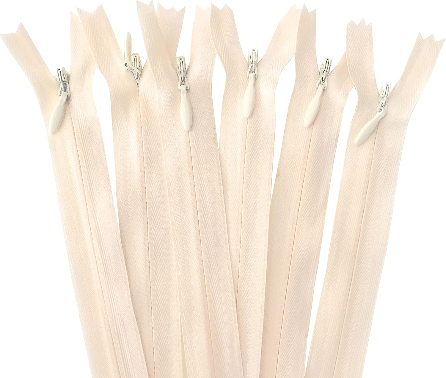 9-22 Inch Nylon Invisible Zippers for Pillow, Dresses, Skirts, Pants, Tailor, Sewer, Sewing Craft (Off White, 14 inch - 15pcs)
