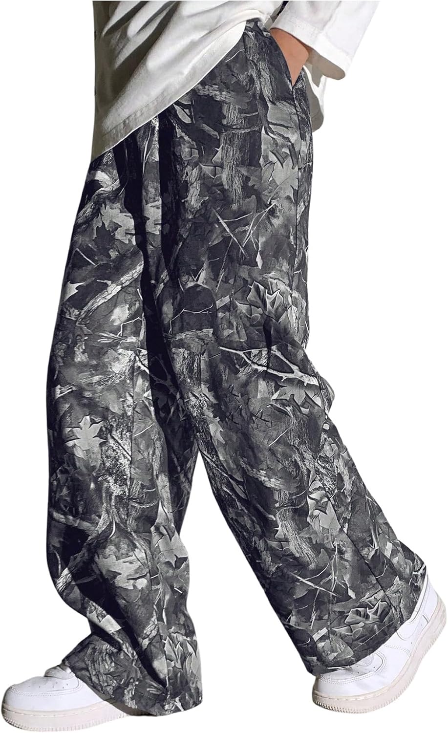 GORGLITTER Boy's Camo Print Baggy Pants Elastic Waist Straight Leg Track Pants Fashion 2026 Streetwear