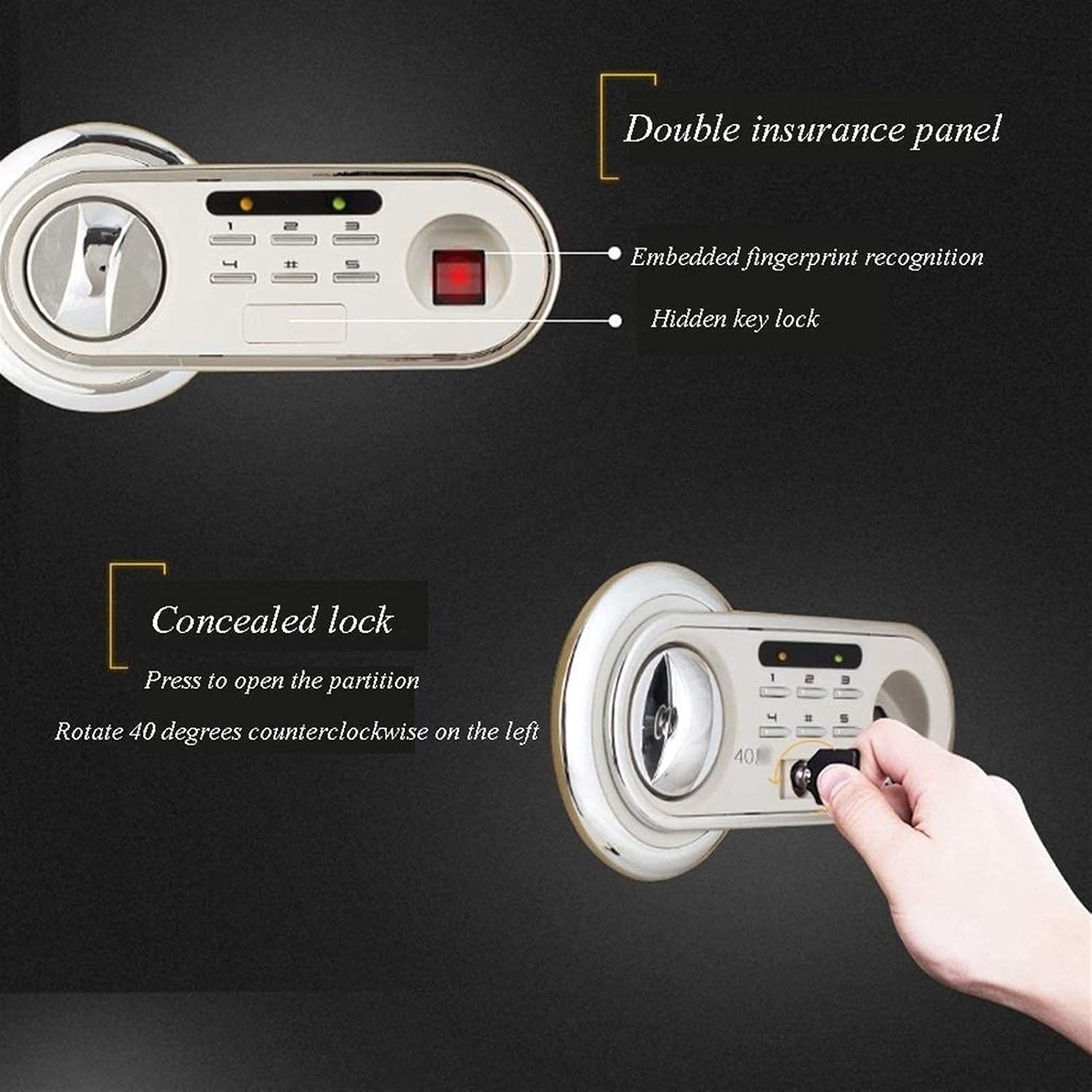 Fire Water Digital Security Safe Box Solid Alloy Steel Construction with Live-Locking Bolts Password Plus Key Setting Office Hotel for Home Officee G