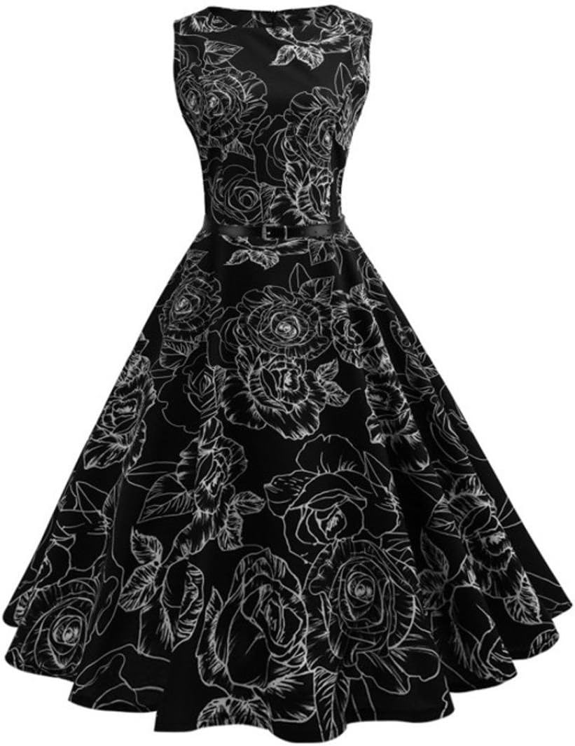 Women's A-Line Pleated Rockabilly Cocktail Dress Cap-leeve