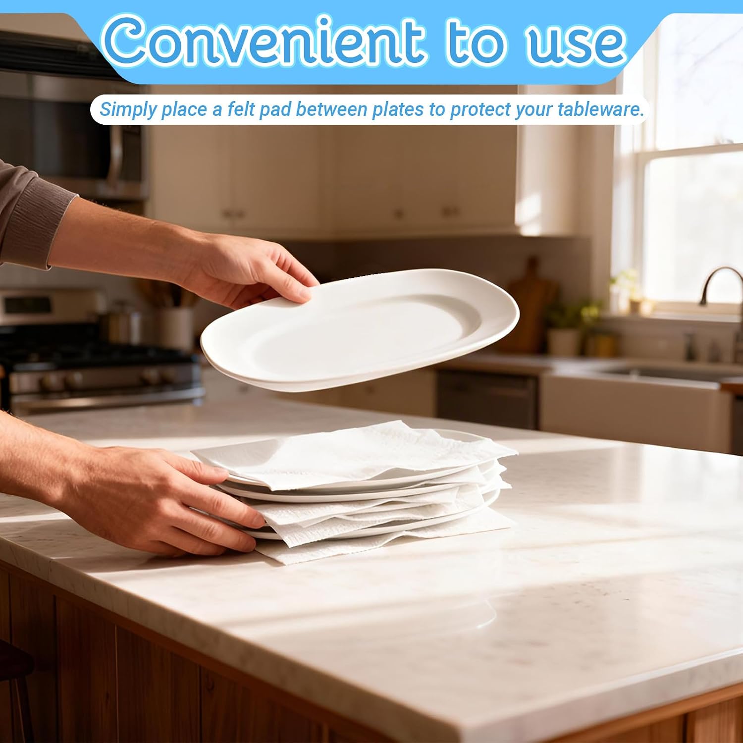 20 Pack Platter Storage Dividers - 15.8x11.8in Long Felt Porcelain Plate Dish Protectors, Serving Tray Separators Pads for Stacking in Cabinet or China Storage Containers